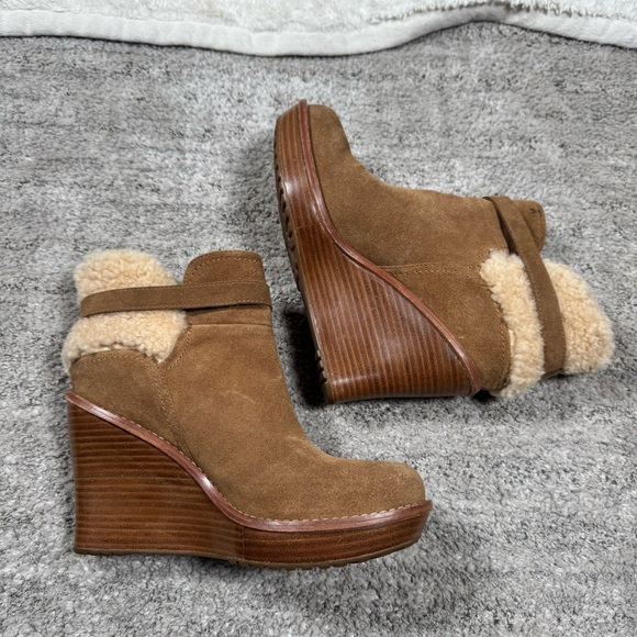 Y2K STYLE UGG ANAIS WOMEN HEELS BOOTS CHESTNUT SUEDE 9.5 /UK 8.0 /EU 40.5 - Picture 3 of 7